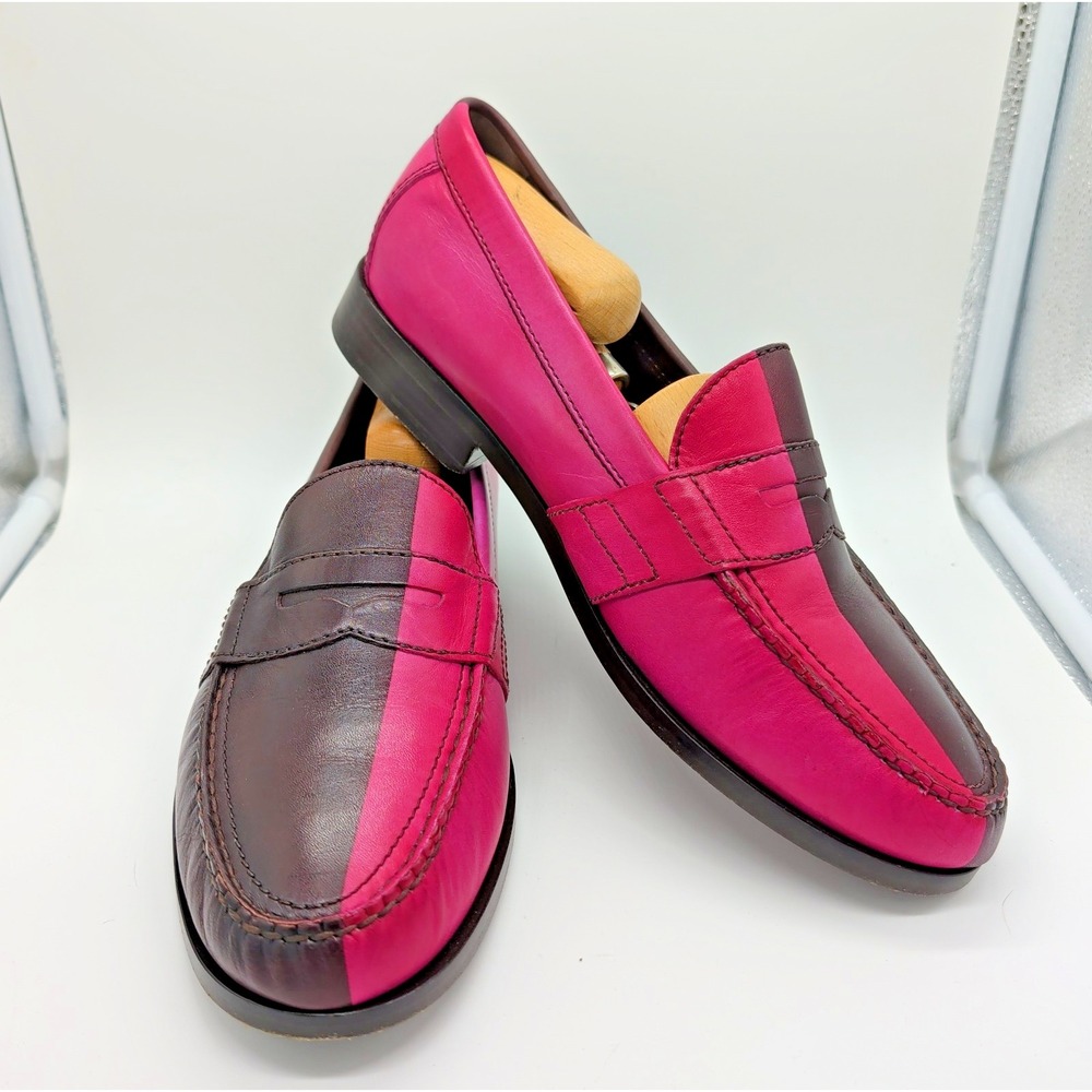 Cole Haan Penny Loafers Men 9.5 Pink Burgundy Excellent Two Tone Air C10355